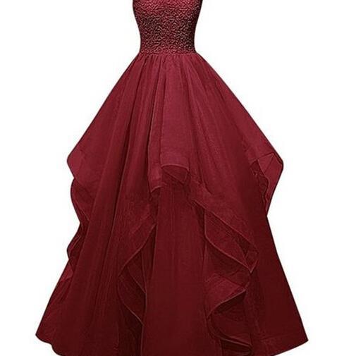 New Arrival Red Custom Made ALine Prom Dresses, FloorLength Evening